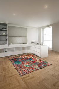 Dijital Baskılı Etnik Osmanlı Desenli Makinada Yıkanabilir Salon ve Yolluk Halısı - 1